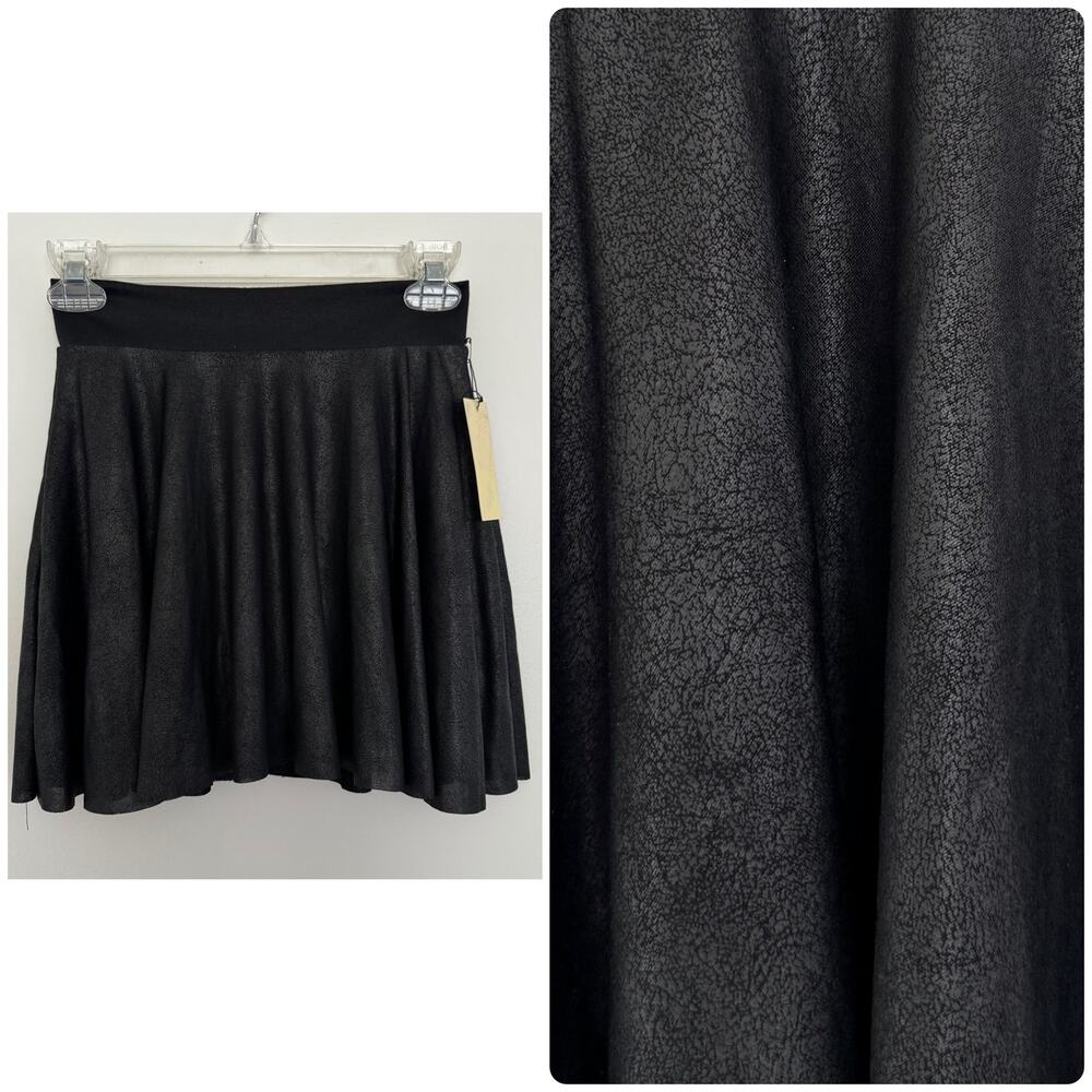 AM FM Faux Leather Skirt with Zip Up Back in Black
